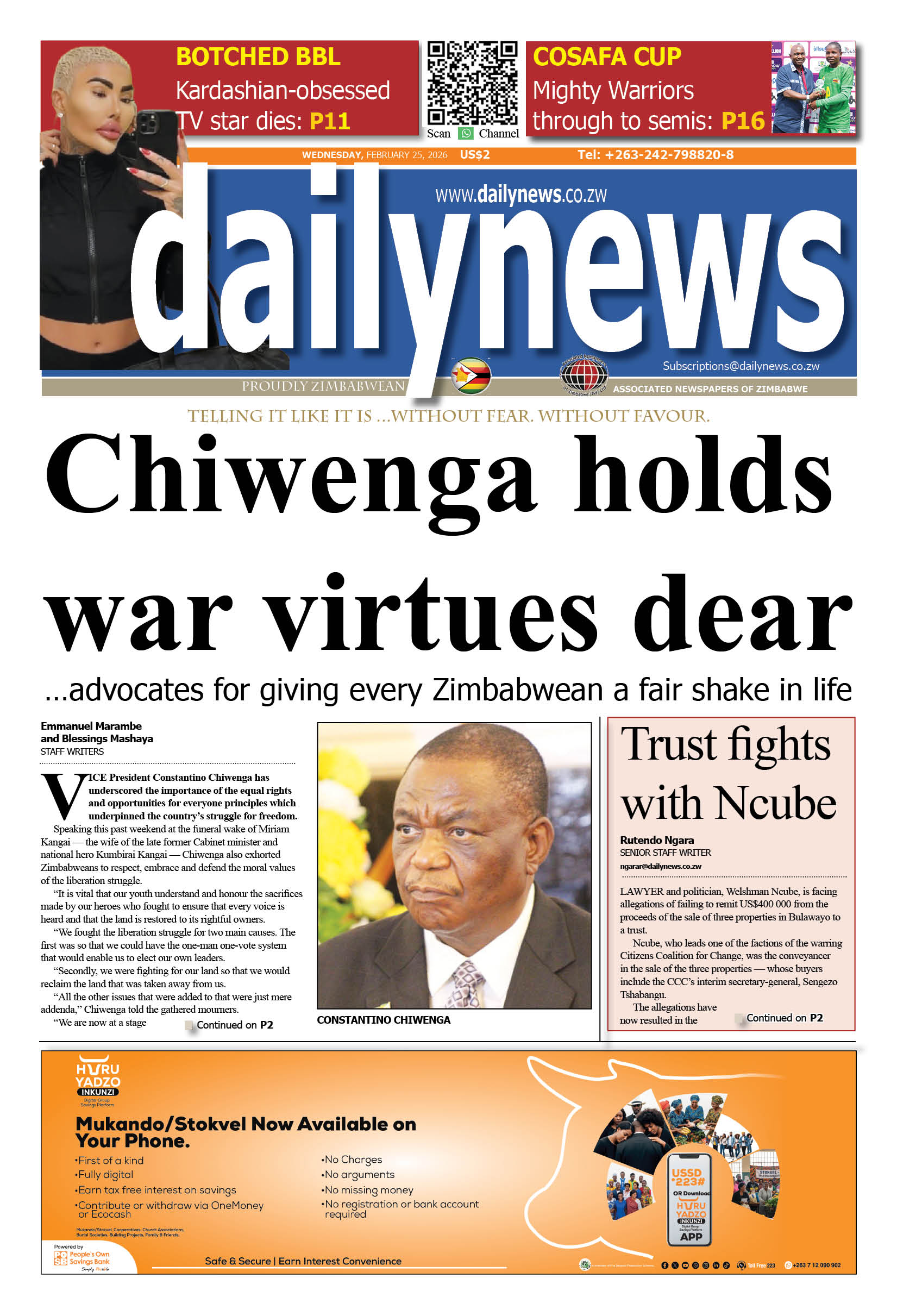 Wednesday 25 February 2026